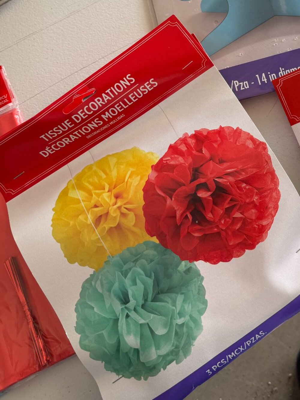 3 piece tissue ball decor